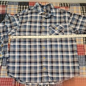 Duluth Trading Co Blue and White Plaid Button Down Shirt Mens XL
